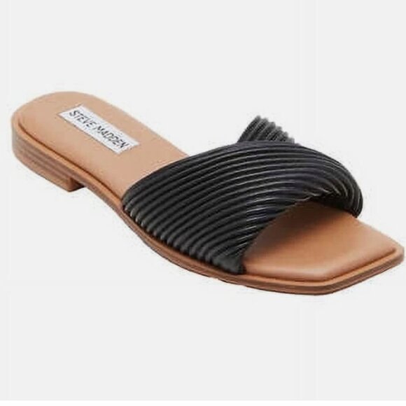 Steve Madden Limitt Leather Slide sandals black brown - 7.5 - Picture 1 of 11